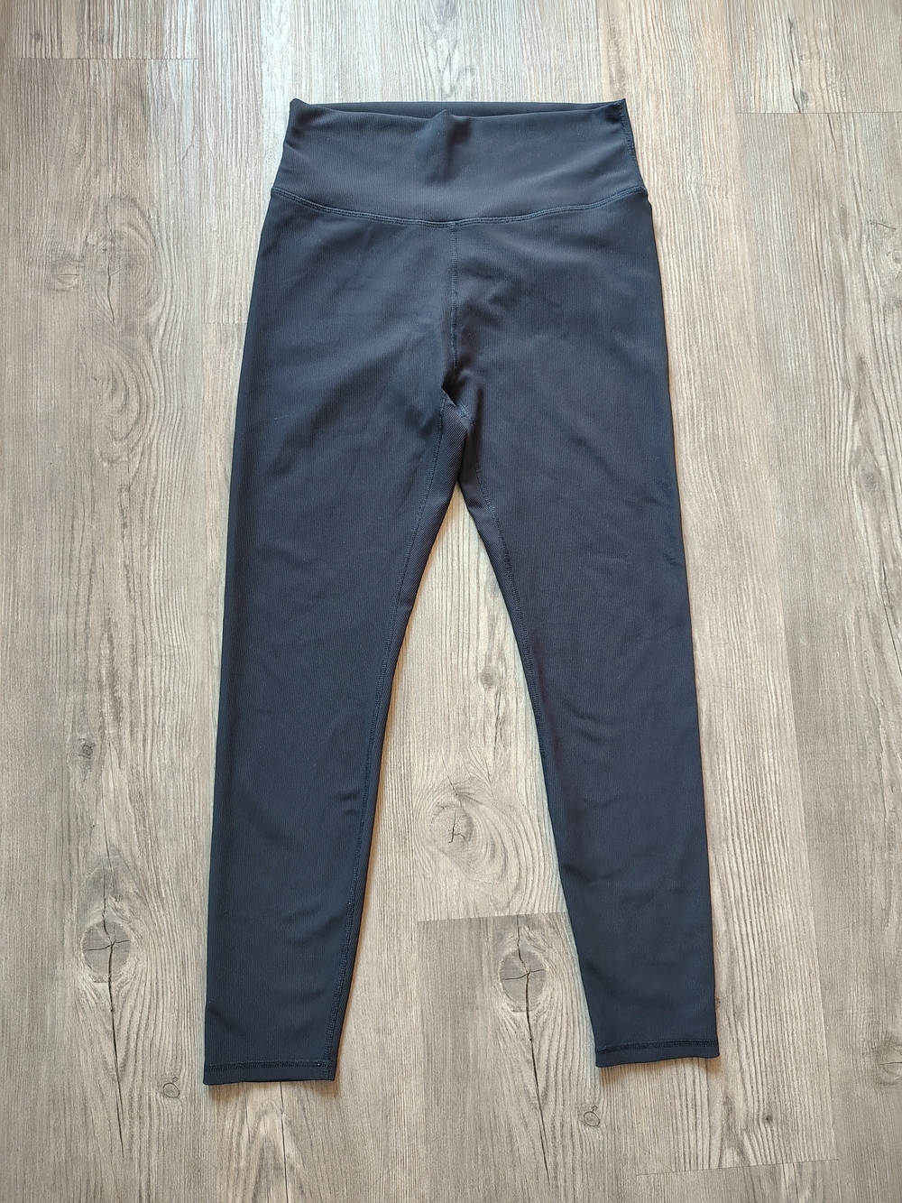Wilo The Label Base Ribbed Black High Waisted Ankle Leggings Women's Size Large
